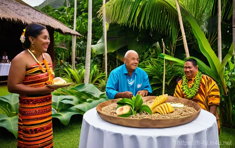 피지에서 결혼하는 법 - **A Romantic Fijian Sunset Beach Wedding**
    A breathtaking wide shot of a couple exchanging vows ...