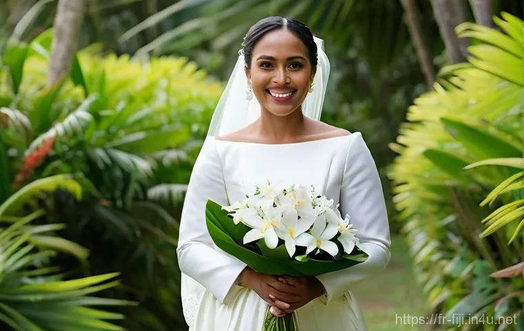 피지에서 결혼하는 법 - **Lush Garden Wedding Reception with Fijian Feast**
    An inviting scene of a wedding reception set...