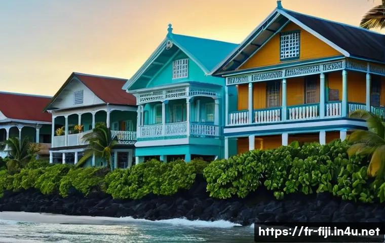 피지의 유네스코 유산 - **Prompt for Levuka's Beach Street Colonial Architecture:**
"A picturesque view of Levuka's hist...